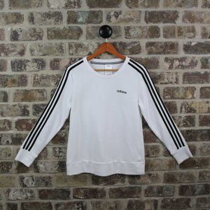 Adidas White Black Stripe Long Sleeve Crewneck Sweatshirt Womens S